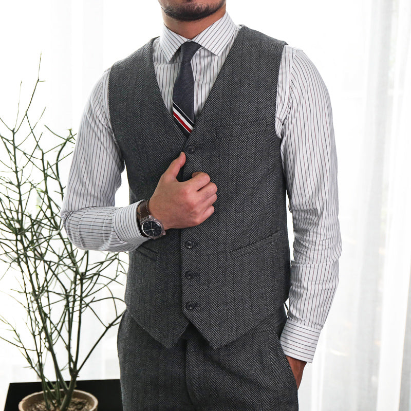 Kiioouu Herenvest, klassiek casual kostuumvest met V-hals, visgraatpatroon, slim fit, zakelijk, voor bruiloft, Oranje, XS Kiioouu Herenvest, klassiek casual kostuumvest met V-hals, visgraatpatroon, slim fit, zakelijk, voor bruiloft, Oranje, XS