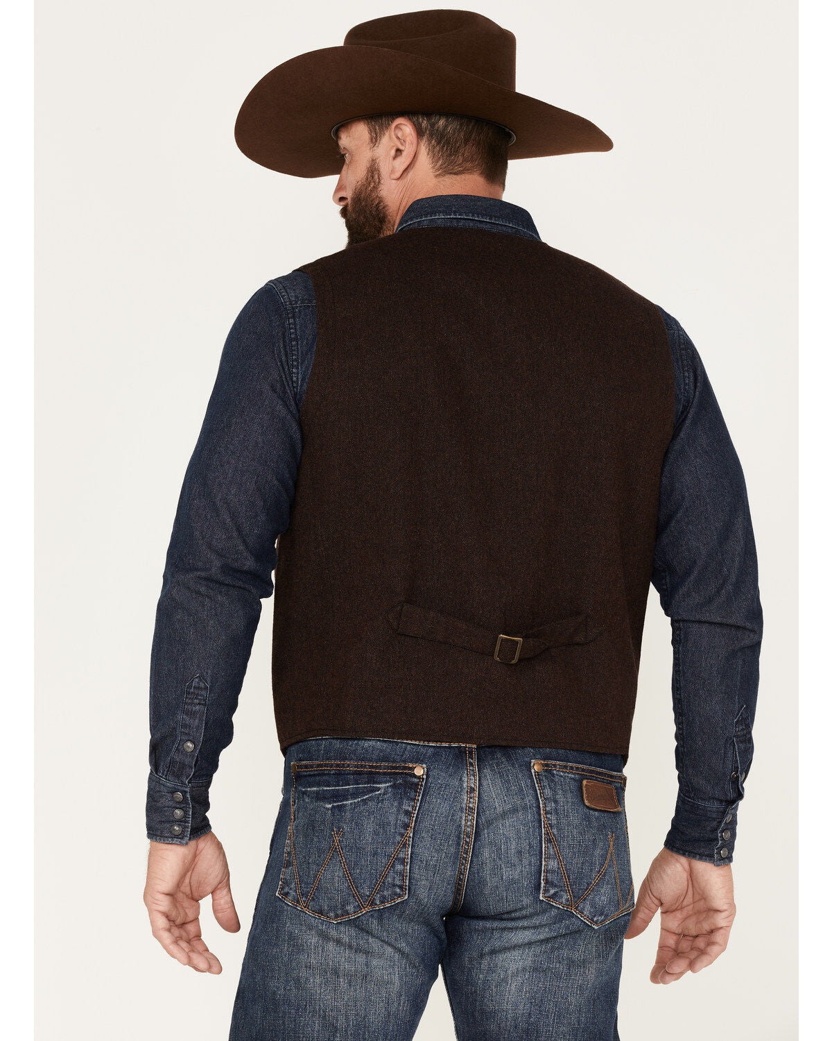 Yiaisafa Casual Men's Suit Vest Coffee V Neck Vintage Denim Jacket