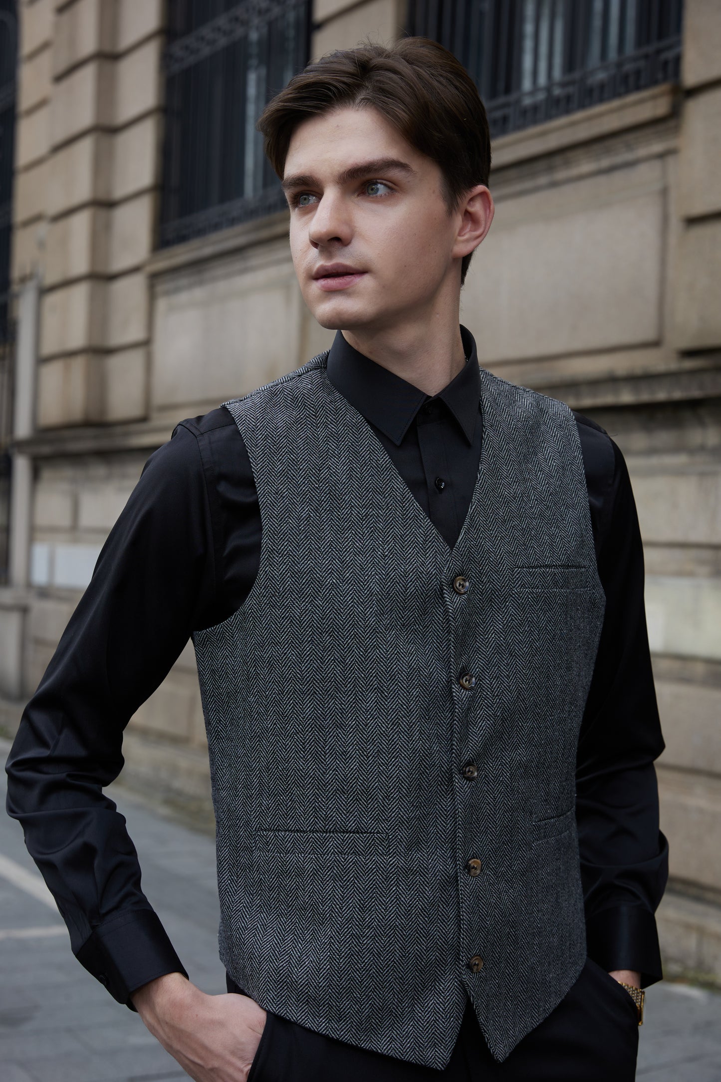 Yiaisafa Mens Suit Vest Formal Dress Vest Buesiness Single Breasted Waistcoat