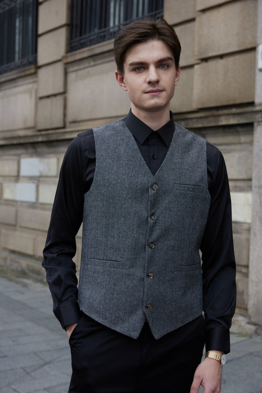 Yiaisafa Mens Suit Vest Formal Dress Vest Buesiness Single Breasted Waistcoat