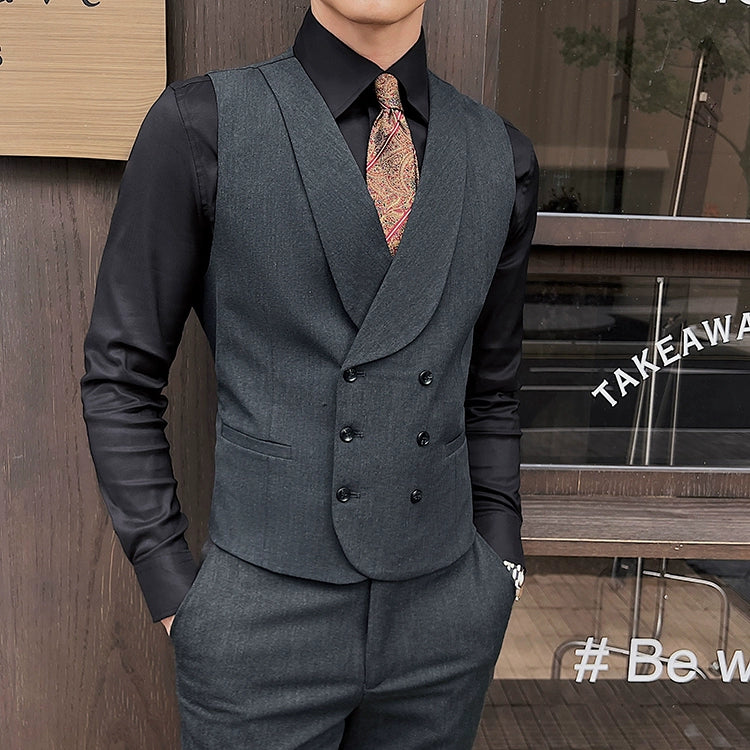 Yiaisafa Men Business Shawl Collar Solid Slim Fit Waistcoat
