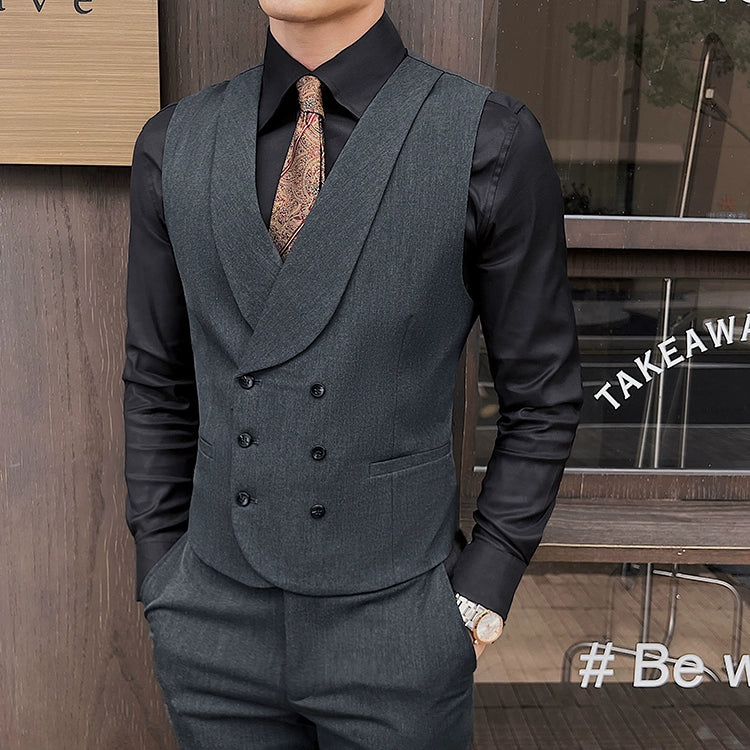 Yiaisafa Men Business Shawl Collar Solid Slim Fit Waistcoat