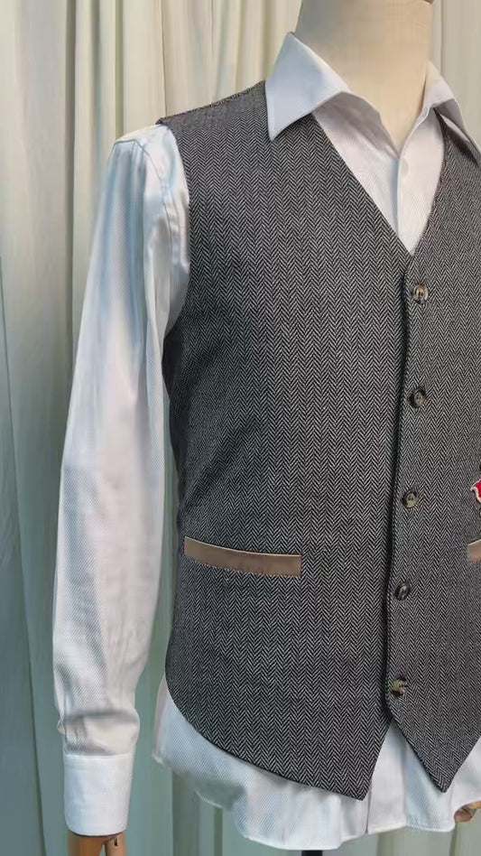 Yiaisafa Men's Suit Vest Single Breasted Regular Fit Waistcoat with Red Embroidered