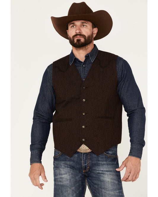 Yiaisafa Casual Men's Suit Vest Coffee V Neck Vintage Denim Jacket