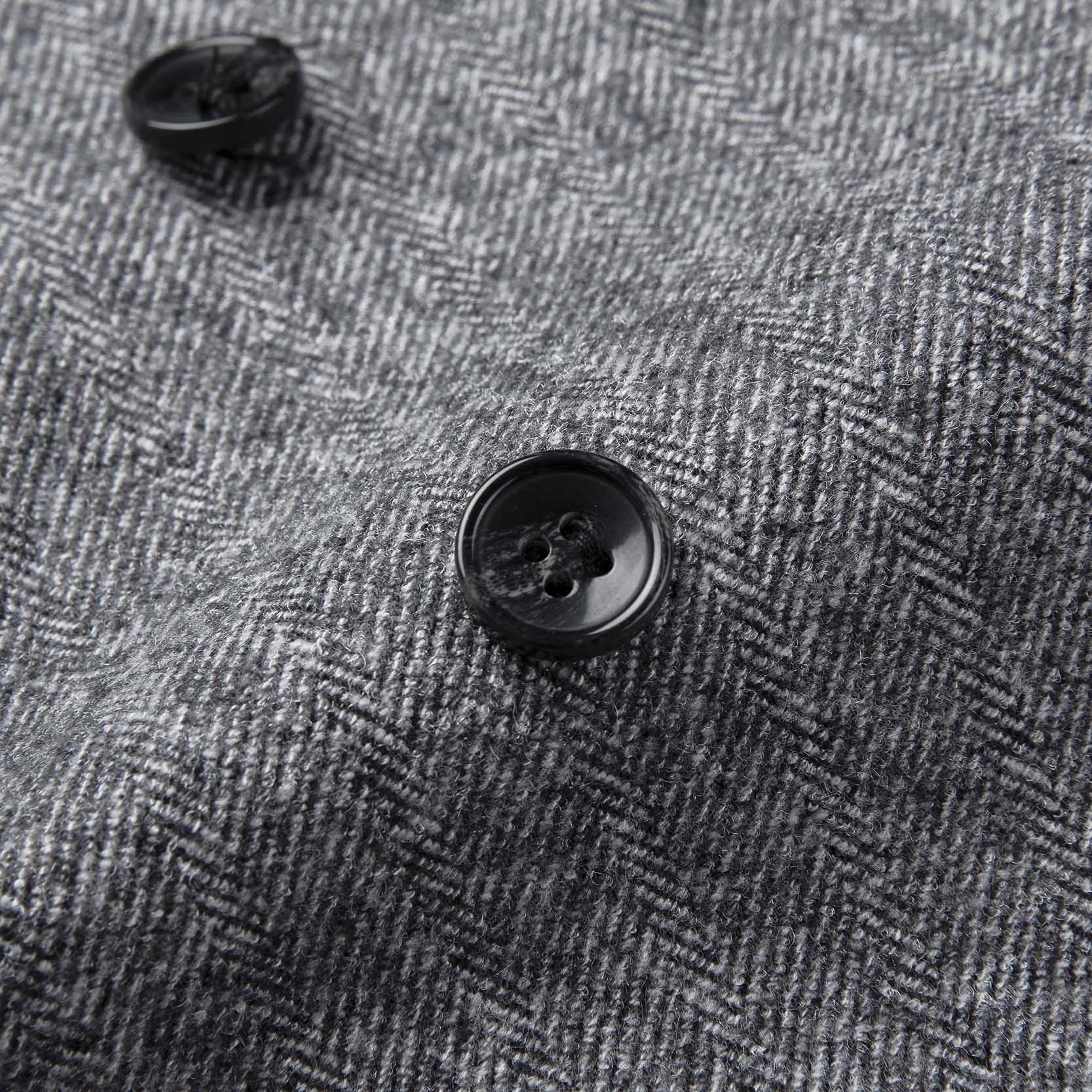 Yiaisafa Casual Retro Grey Herringbone V Neck Men's Waistcoat