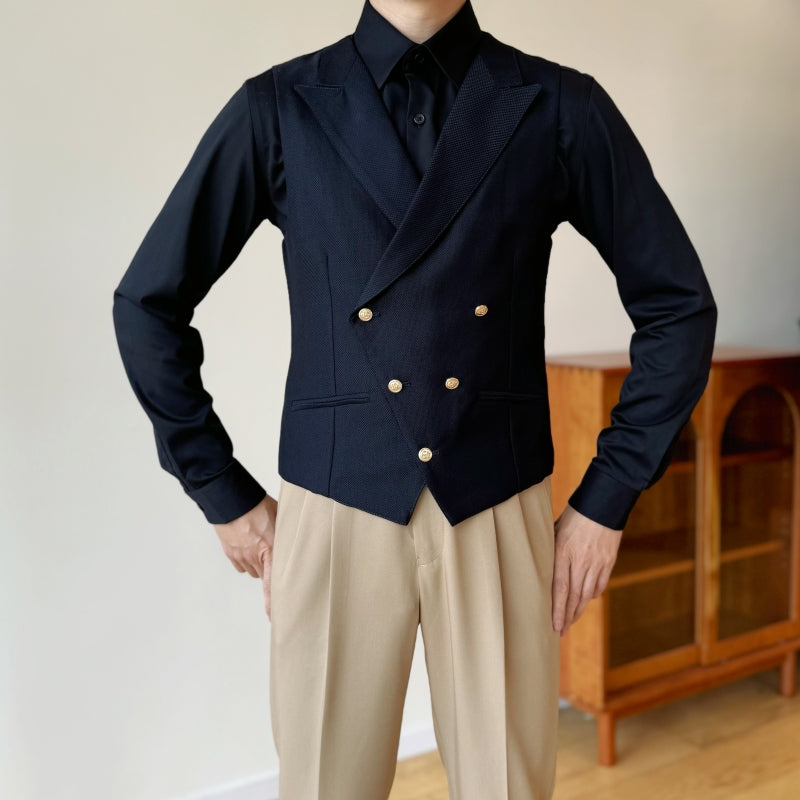 Yiaisafa Men's Formal Suit Vest Flat Peak lapel Slim Fit Waistcoat for Wedding