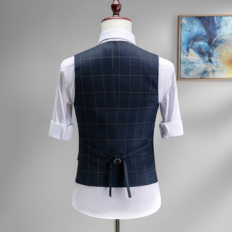 Yiaisafa Men's Formal Suit Vest Plaid V Neck Waistcoat for Wedding