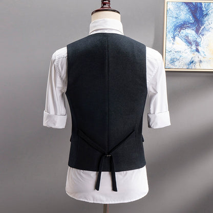Yiaisafa Men's Business Suit Vest Black Herringbone V Neck Waistcoat