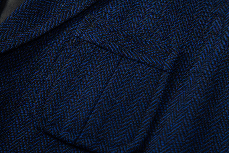 Yiaisafa Men's Vintage Suit Vest Royal Blue Herringbone Notch Lapel Waistcoat for Wedding