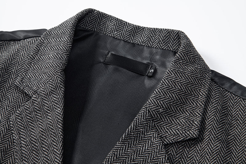 Yiaisafa Men's Vintage Suit Vest Grey Herringbone Notch Lapel Waistcoat for Wedding