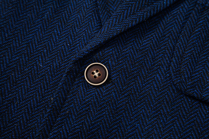 Yiaisafa Men's Vintage Suit Vest Royal Blue Herringbone Notch Lapel Waistcoat for Wedding