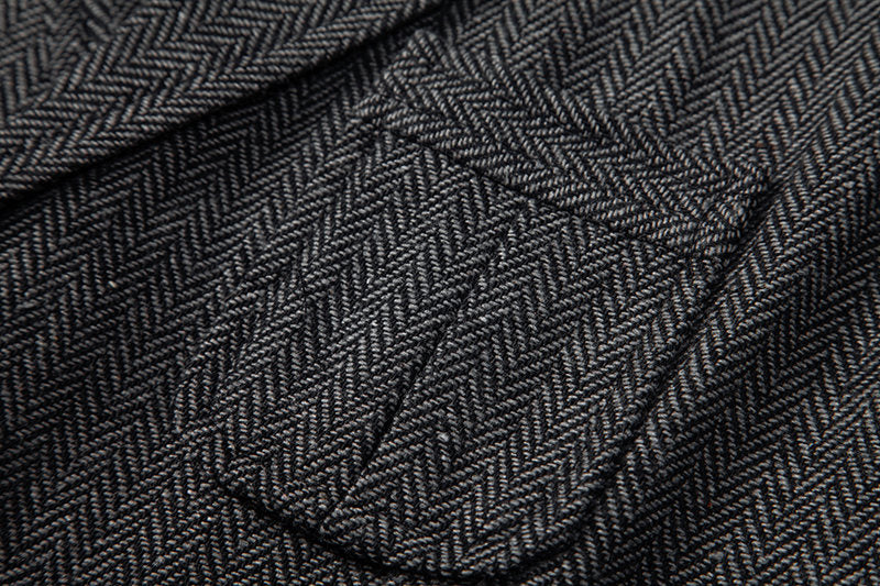 Yiaisafa Men's Vintage Suit Vest Grey Herringbone Notch Lapel Waistcoat for Wedding