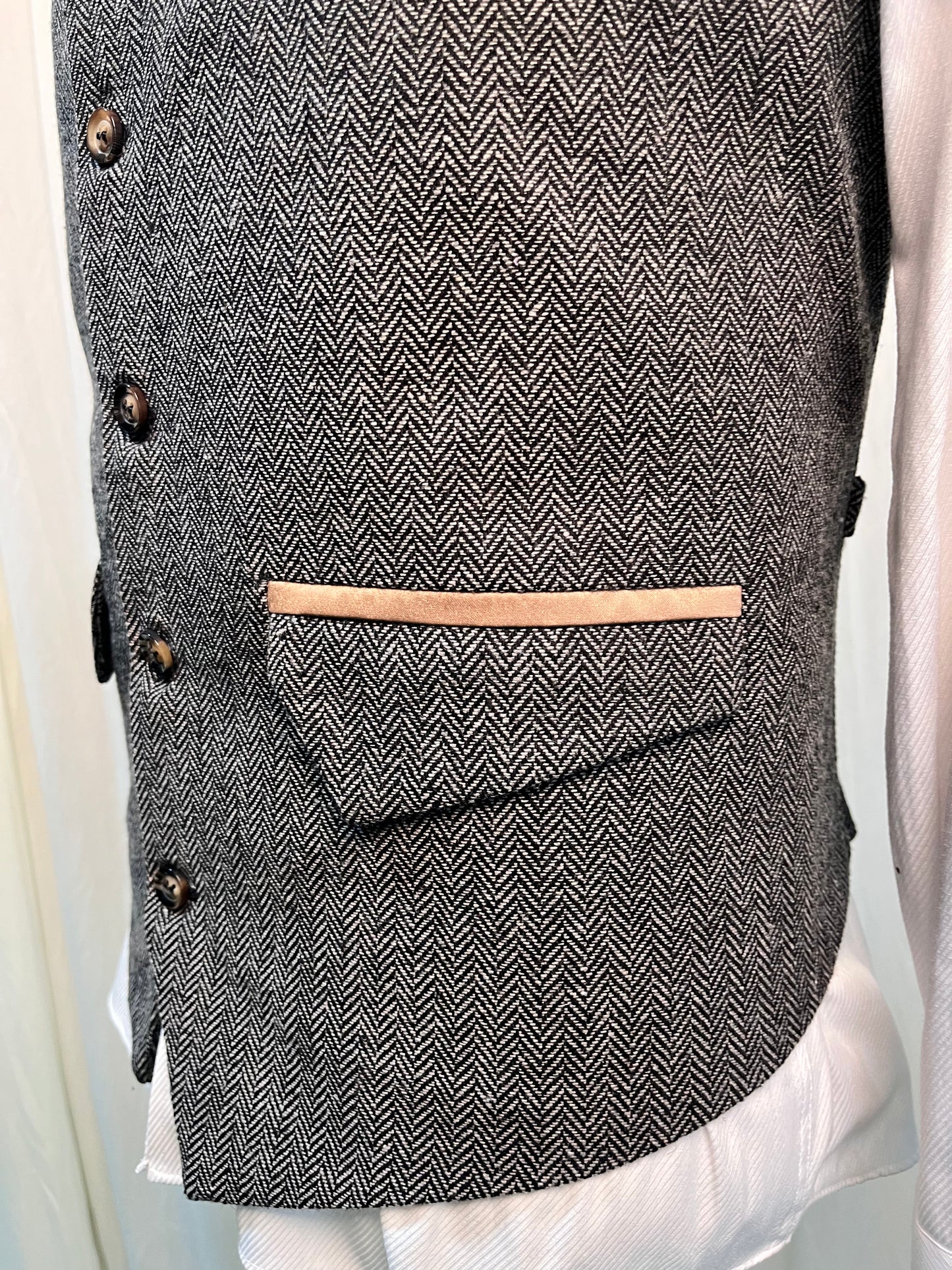 Yiaisafa Mens Suit Vest Waistcoat Red Embroidered Wool Herringbone for Wedding