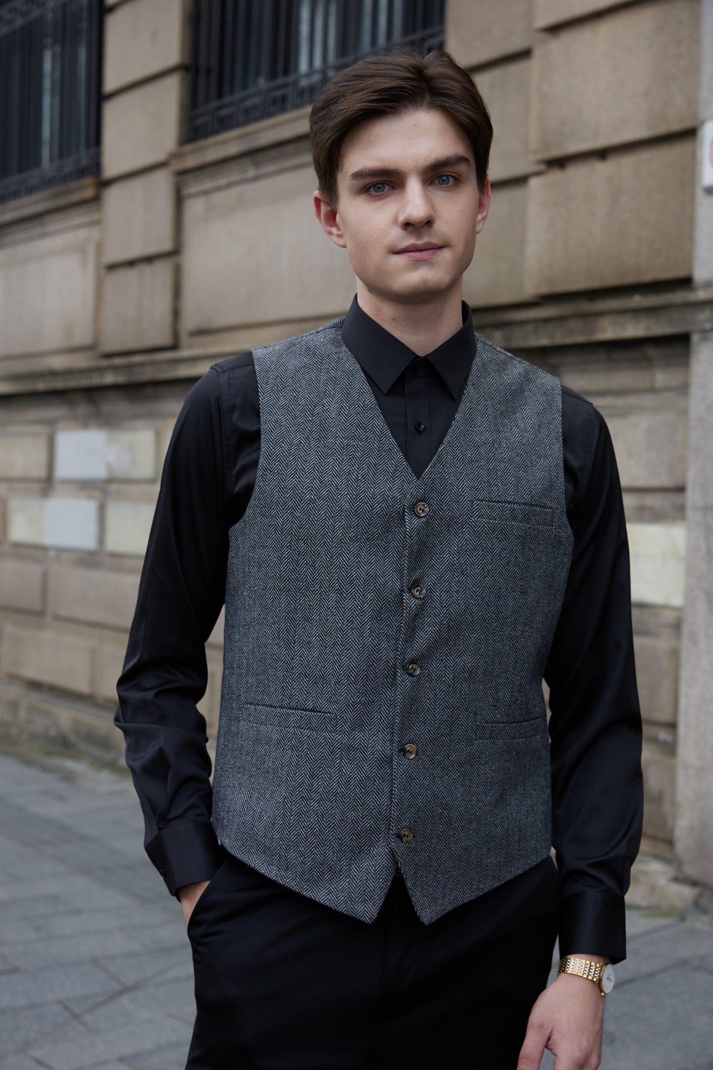 Yiaisafa Mens Suit Vest Formal Dress Vest Buesiness Single Breasted Waistcoat