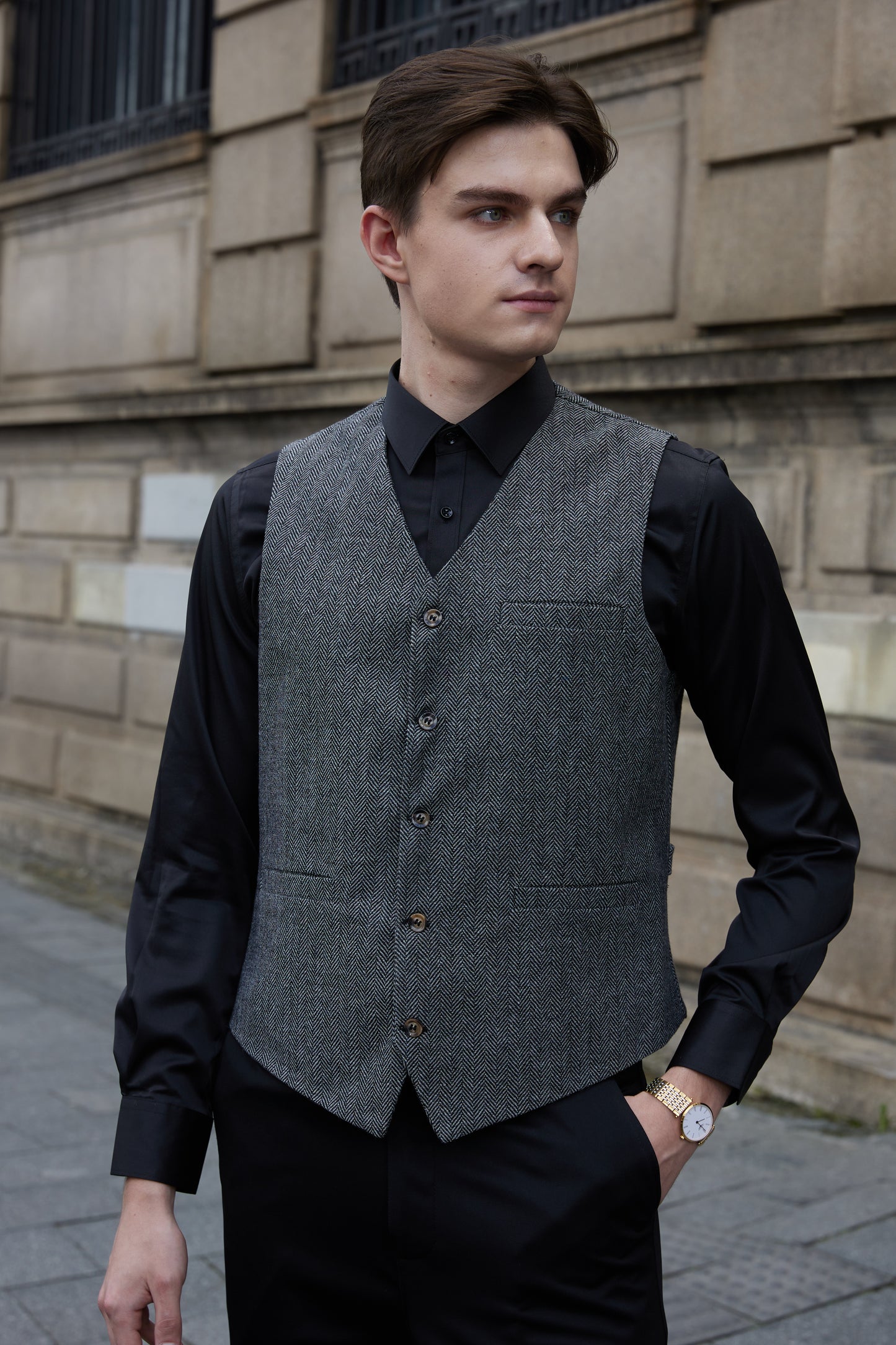 Yiaisafa Mens Suit Vest Formal Dress Vest Buesiness Single Breasted Waistcoat