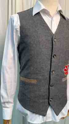 Yiaisafa Men's Suit Vest Single Breasted Regular Fit Waistcoat with Red Embroidered