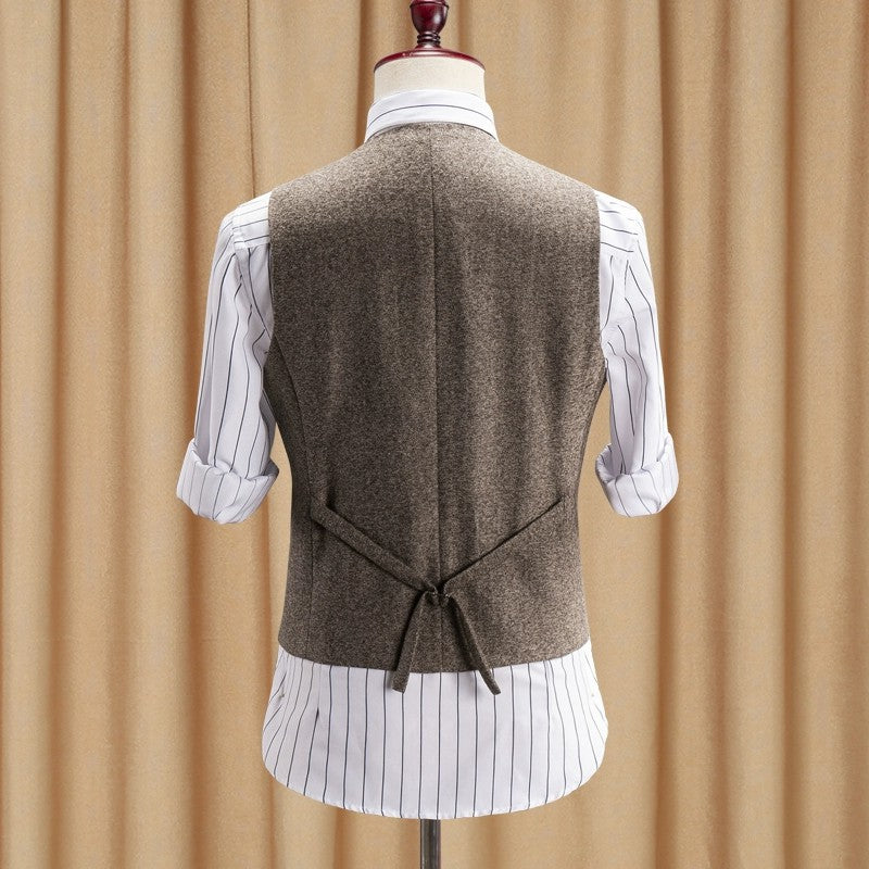 Yiaisafa Casual Retro Herringbone V Neck Men's Waistcoat
