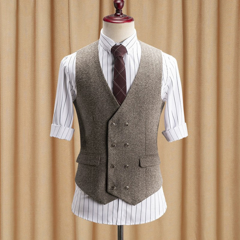 Yiaisafa Casual Retro Herringbone V Neck Men's Waistcoat