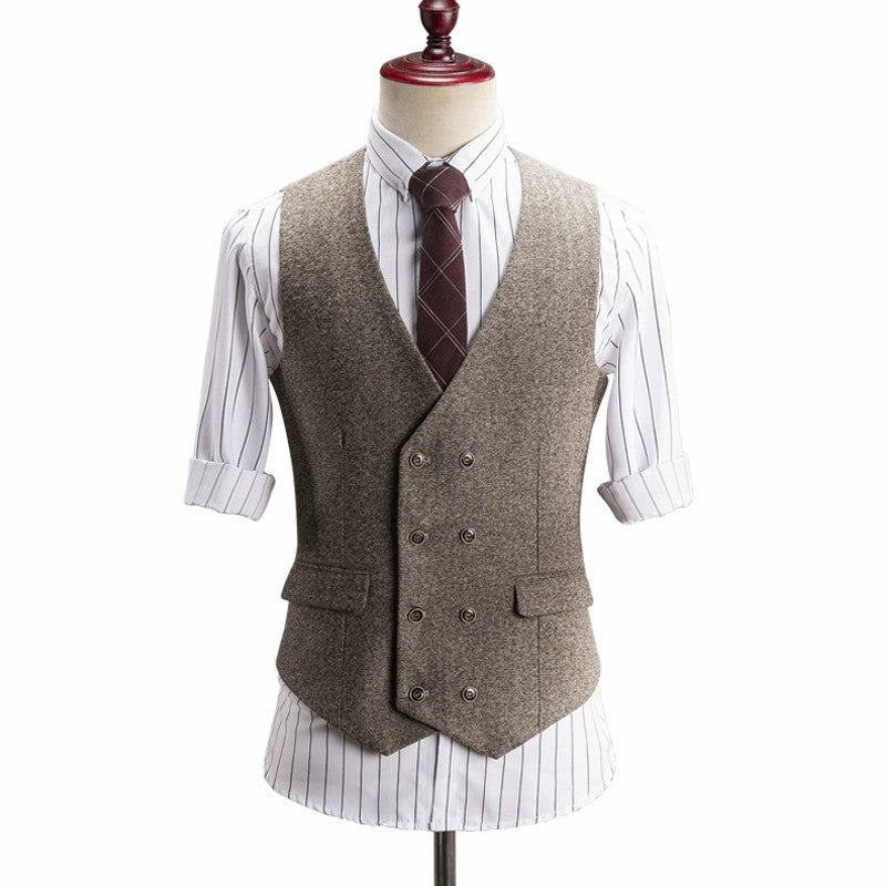 Yiaisafa Casual Retro Herringbone V Neck Men's Waistcoat