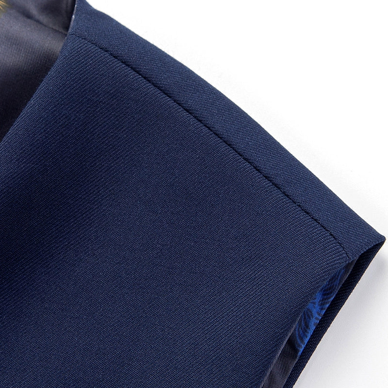 Yiaisafa Formal Men's Business Suit Vest Dark Blue V Neck Slim Fit Waistcoat